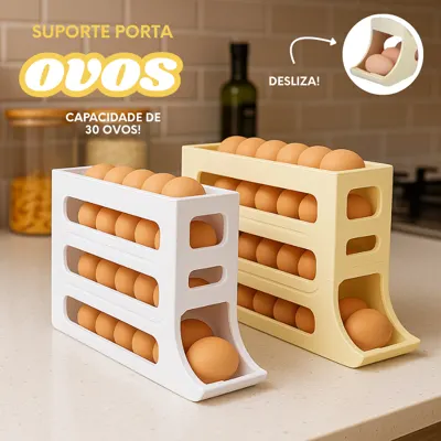 Porta Ovos Rolante 4 Andares Organizador de Geladeira 30 Ovos